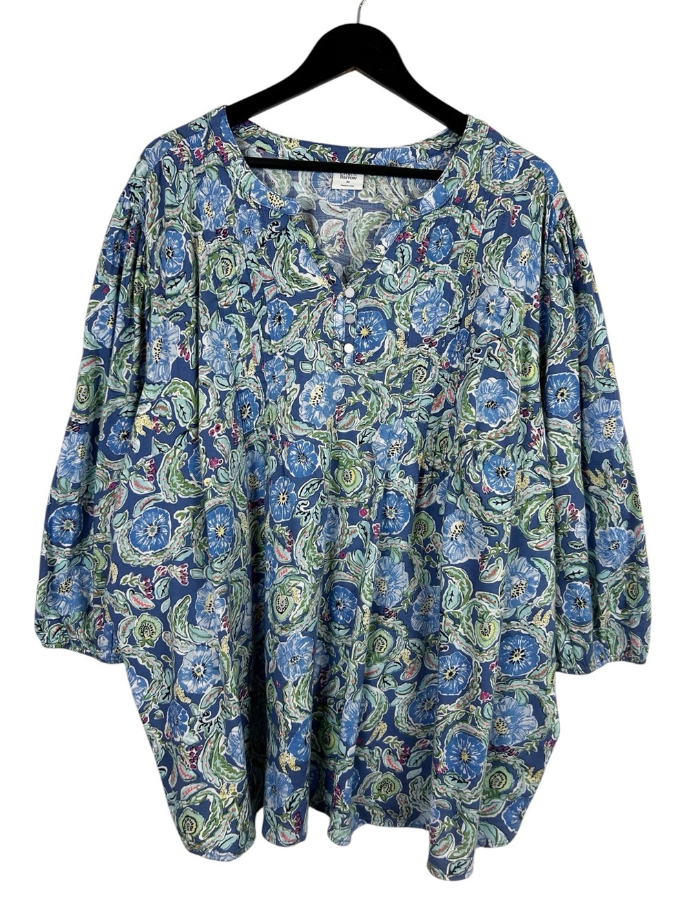 Croft & Barrow Blue Floral Puff Sleeve Blouse Size 3X NWT
